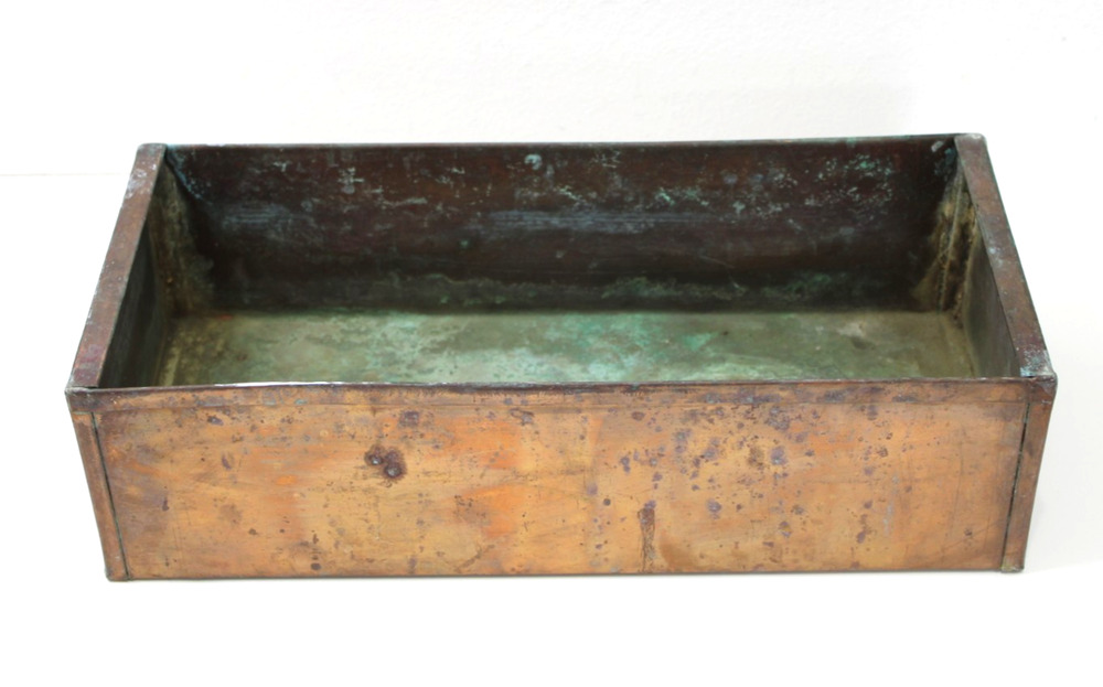 Vintage Copper Window Box Planter 17 x 7 x 4.5 Rectangular Rustic Patina